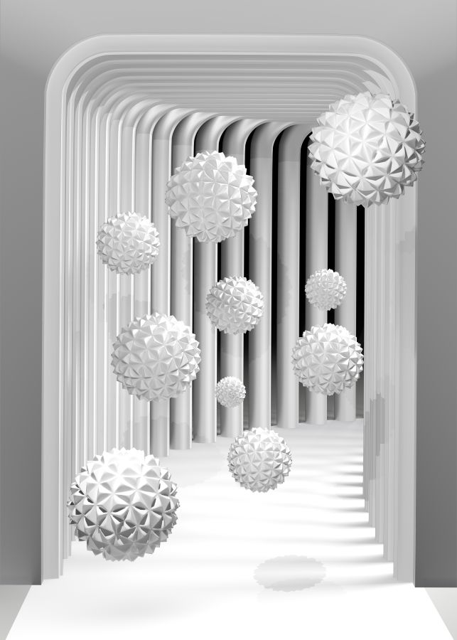 Картина на холсте 3Д тоннель со сферами, арт hd2231301