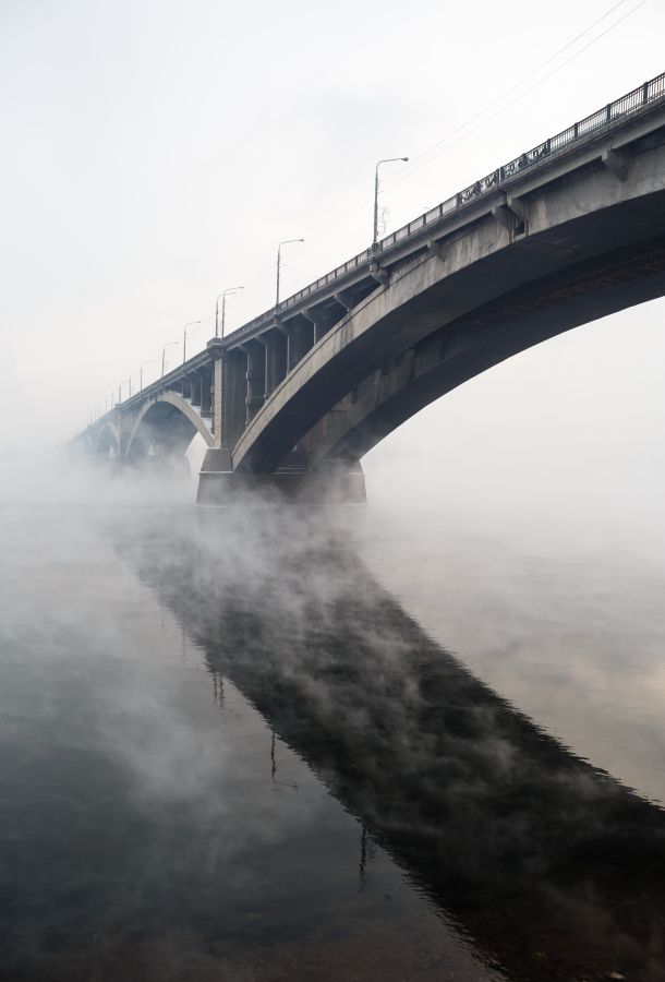 Картина на холсте Арка моста и туман над водой, арт hd2272601